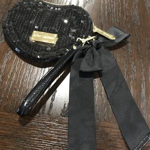 New Betsy Johnson sequence heart wristlet with bow